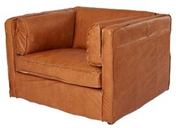 Casa Padrino Sillón de lujo en cuero estilo inglés, cuero vacuno marrón, 106 x 99 x H. 73 cm