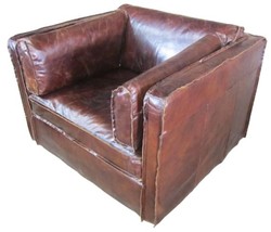 Casa Padrino Sillón de lujo de cuero estilo inglés Marrón oscuro 106 x 99 x H. 73 cm - Muebles de cuero genuino
