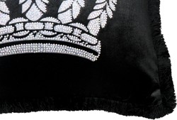 Casa Padrino Cojín Decorativo de Lujo Pompöös by Harald Glööckler Negro / Plata con Corona y Estrás 50 x 50 cm Casa Padrino Cojín Decorativo de Lujo Pompöös by Harald Glööckler Negro / Plata con Corona y Estrás 50 x 50 cm