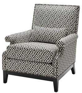 Casa Padrino Luxury Armchair Black / White 75 x 85 x H. 93 cm - Hotel Furniture