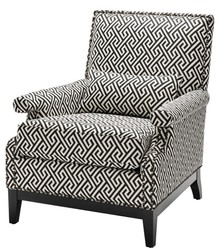 Casa Padrino fauteuil de luxe noir / blanc 75 x 85 x H. 93 cm - Meubles de l'Hôtel