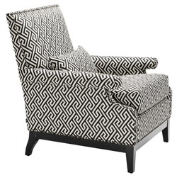 Casa Padrino fauteuil de luxe noir / blanc 75 x 85 x H. 93 cm - Meubles de l'Hôtel