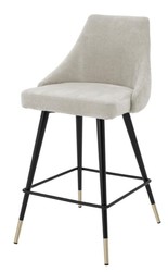 Casa Padrino Chaise de bar de luxe couleur sable et noir 47 x 52 x H. 91 cm - Mobilier de bar