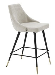 Casa Padrino Chaise de bar de luxe couleur sable et noir 47 x 52 x H. 91 cm - Mobilier de bar