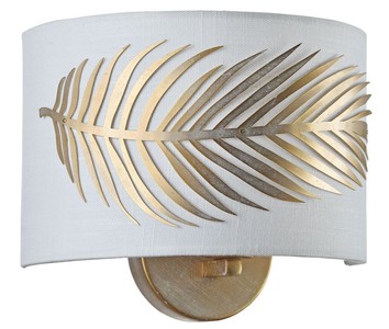 Casa Padrino Lámpara de Pared Diseño Hoja de Helecho Oro / Blanco 24 x 12 x H. 19 cm - Iluminación de Lujo