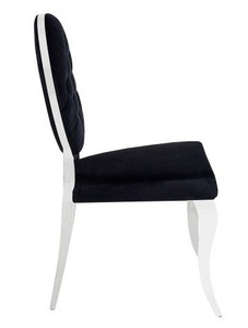 Casa Padrino Designer Esszimmer Stuhl Schwarz / Silber  ohne Armlehne - Designer Stuhl 
