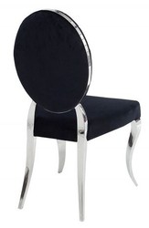 Chaise de salle à manger design Casa Padrino noir / argent sans accoudoir - Chaise design