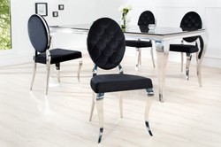 Chaise de salle à manger design Casa Padrino noir / argent sans accoudoir - Chaise design Chaise de salle à manger design Casa Padrino noir / argent sans accoudoir - Chaise design