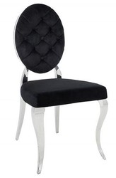 Chaise de salle à manger design Casa Padrino noir / argent sans accoudoir - Chaise design