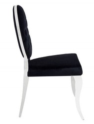 Chaise de salle à manger design Casa Padrino noir / argent sans accoudoir - Chaise design
