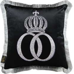 Casa Padrino Harald Glööckler Coussin Décoratif de Luxe Pompöös Noir Argent avec Couronne et Strass 50 x 50 cm Casa Padrino Harald Glööckler Coussin Décoratif de Luxe Pompöös Noir Argent avec Couronne et Strass 50 x 50 cm