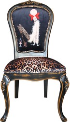 Silla de comedor barroca Casa Padrino Luxury Leopard / Black / Brown Lady con tacones altos Silla de comedor barroca Casa Padrino Luxury Leopard / Black / Brown Lady con tacones altos