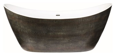 Casa Padrino Bañera exenta de lujo aspecto piel de cocodrilo blanco 173 x 73 x H. 75 cm