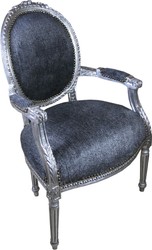 Casa Padrino sillón de salón medallón barroco gris / plata antigua - Muebles Estilo Antiguo Casa Padrino sillón de salón medallón barroco gris / plata antigua - Muebles Estilo Antiguo
