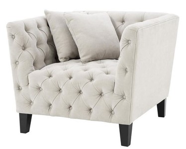 Casa Padrino sillón de lujo arena / negro 96 x 92 x H. 78 cm - Muebles Chesterfield