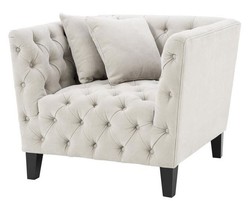 Casa Padrino fauteuil de luxe sable / noir 96 x 92 x H. 78 cm - Chesterfield Meubles