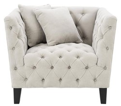 Casa Padrino fauteuil de luxe sable / noir 96 x 92 x H. 78 cm - Chesterfield Meubles