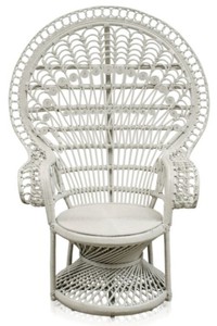 Casa Padrino sillón de ratán de lujo blanco 114 x 80 x H. 150 cm - Muebles Vintage