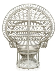 Casa Padrino sillón de ratán de lujo blanco 114 x 80 x H. 150 cm - Muebles Vintage
