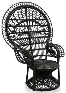 Casa Padrino sillón de ratán de lujo negro 114 x 80 x H. 150 cm - Muebles Vintage