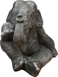 Casa Padrino Sculpture de luxe éléphant gris foncé 55 x 53 x H. 53 cm - Edition limitée