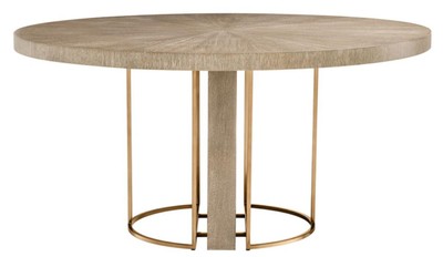 Casa Padrino Luxus Esstisch Braun / Messing Ø 150 x H. 75 cm - Luxus Qualität