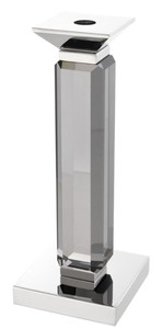 Casa Padrino Luxus Kerzenhalter 3er Set - Kristallglas Metall Grau / Silber - 12 x 12 x H. 30/43/57 cm