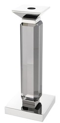 Casa Padrino Set di 3 Portacandele di Lusso - Vetro Cristallo Metallo Grigio / Argento - 12 x 12 x H. 30/43/57 cm