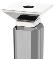 Casa Padrino Set di 3 Portacandele di Lusso - Vetro Cristallo Metallo Grigio / Argento - 12 x 12 x H. 30/43/57 cm