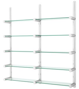 Casa Padrino Scaffale da parete di lusso / Libreria in argento - Acciaio inox lucido e vetro - 211,5 x 33 x H. 228 cm