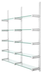 Casa Padrino Étagère murale de luxe / Bibliothèque en argent - Acier inoxydable poli et verre - 211,5 x 33 x H. 228 cm