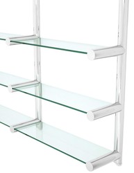 Casa Padrino Étagère murale de luxe / Bibliothèque en argent - Acier inoxydable poli et verre - 211,5 x 33 x H. 228 cm
