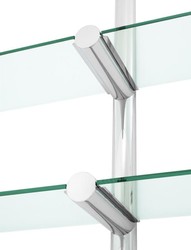 Casa Padrino Étagère murale de luxe / Bibliothèque en argent - Acier inoxydable poli et verre - 211,5 x 33 x H. 228 cm