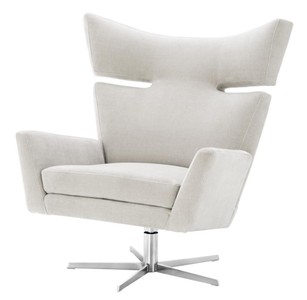 Casa Padrino sillón giratorio arena / plata 100 x 89 x H. 105 cm - Muebles de Lujo