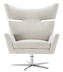 Casa Padrino fauteuil pivotant sable / argent 100 x 89 x H. 105 cm - Meubles de Luxe