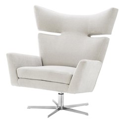 Casa Padrino fauteuil pivotant sable / argent 100 x 89 x H. 105 cm - Meubles de Luxe
