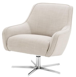 Casa Padrino sillón giratorio colores naturales / plateado 76 x 80 x H. 82 cm - Muebles de Lujo