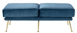 Casa Padrino Luxury Bench Blue / Brass 125 x 58 x H. 45 cm - Designer Furniture