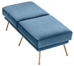 Casa Padrino Luxury Bench Blue / Brass 125 x 58 x H. 45 cm - Designer Furniture
