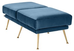 Casa Padrino Luxury Bench Blue / Brass 125 x 58 x H. 45 cm - Designer Furniture