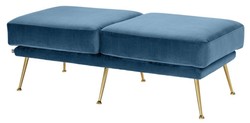 Casa Padrino Luxury Bench Blue / Brass 125 x 58 x H. 45 cm - Designer Furniture