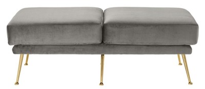 Casa Padrino Luxus Sitzbank Grau / Messingfarben 125 x 58 x H. 45 cm - Designermöbel
