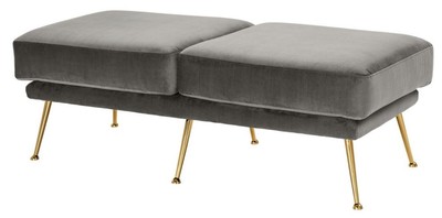 Casa Padrino panca di lusso grigio / ottone 125 x 58 x H. 45 cm - Mobili di Design