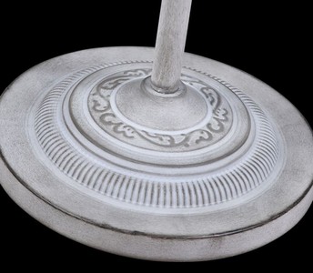 Casa Padrino Jugendstil Stehleuchte in Antik Weiß, Ø 40 x H. 164 cm - Elegante Metall Stehlampe mit Leinen-Lampenschirm