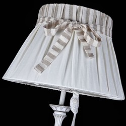 Casa Padrino Lámpara de Pie Estilo Art Nouveau Blanco Antiguo, Ø 40 x H. 164 cm - Elegante Lámpara de Metal y Lino