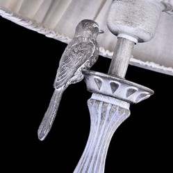 Casa Padrino Lámpara de Pie Estilo Art Nouveau Blanco Antiguo, Ø 40 x H. 164 cm - Elegante Lámpara de Metal y Lino