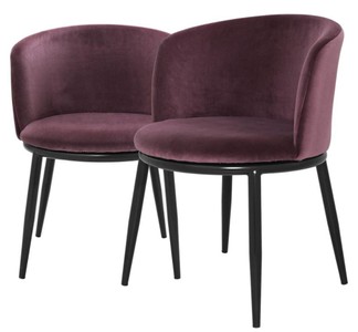 Casa Padrino Luxury Dining Chair Set Purple / Black 57 x 57 x H. 74 cm - Dining Room Furniture