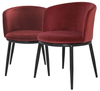 Casa Padrino Luxury Dining Chair Set Wine Red / Black 57 x 57 x H. 74 cm - Dining Room Furniture