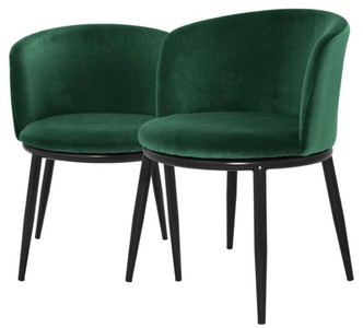 Casa Padrino Luxury Dining Chair Set Green / Black 57 x 57 x H. 74 cm - Dining Room Furniture