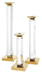 Casa Padrino Ensemble de 3 Bougeoirs de Luxe Or - Accessoires en Verre Cristal - 12 x 12 x H. 30/43/57 cm
